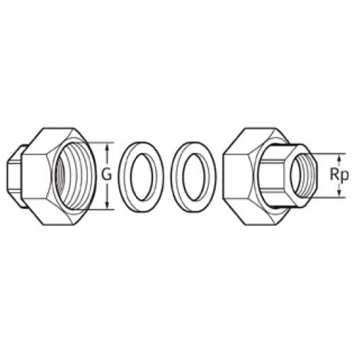 Комплект гаек для насоса WILO R11/2"-R1"GT (3XPART)+BOX-CHR