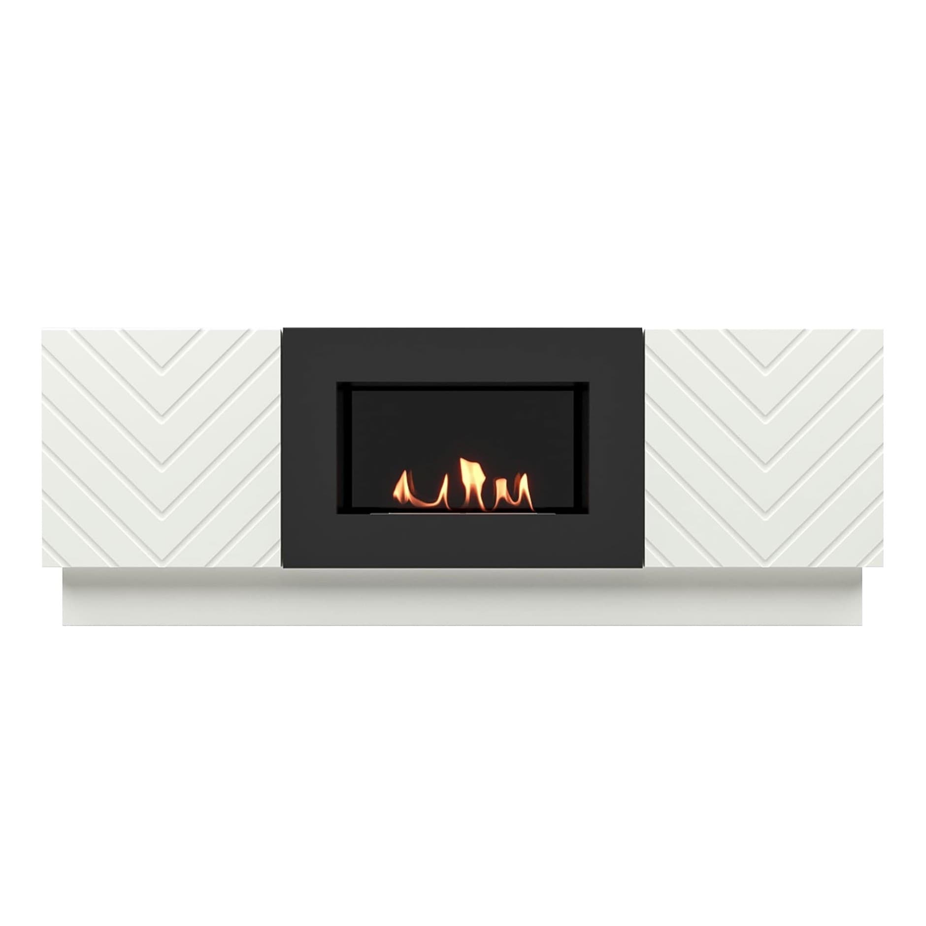Каминокомплект:Тумба с биокамином Firelight BFP/P-1400V белая+набор керамических дров ель