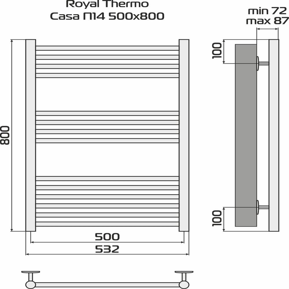 Полотенцесушитель Royal Thermo Casa П14 500х800 стальной