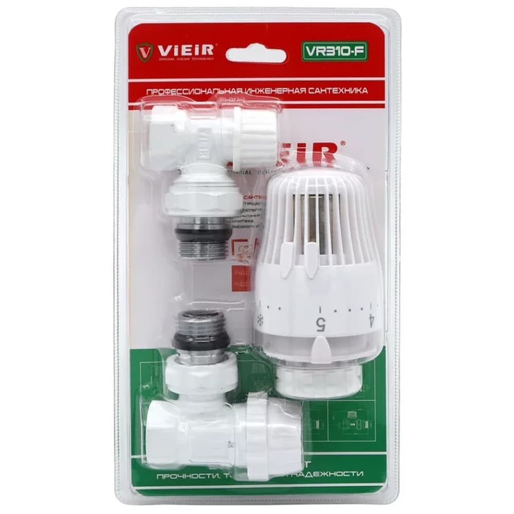 Комплект терморегулирующий VIEIR 1/2" угловой VR310-F белый