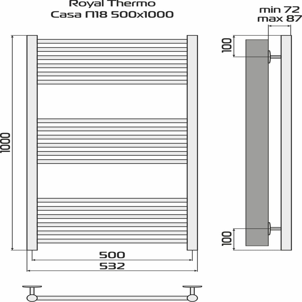 Полотенцесушитель Royal Thermo Casa П18 500х1000 стальной