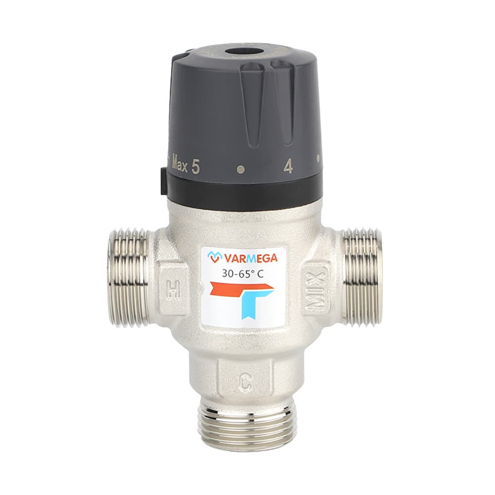 Клапан термосмесительный VARMEGA НР 1", 30-65гр.С, Kvs 1.6, боковое смешение, VM17203
