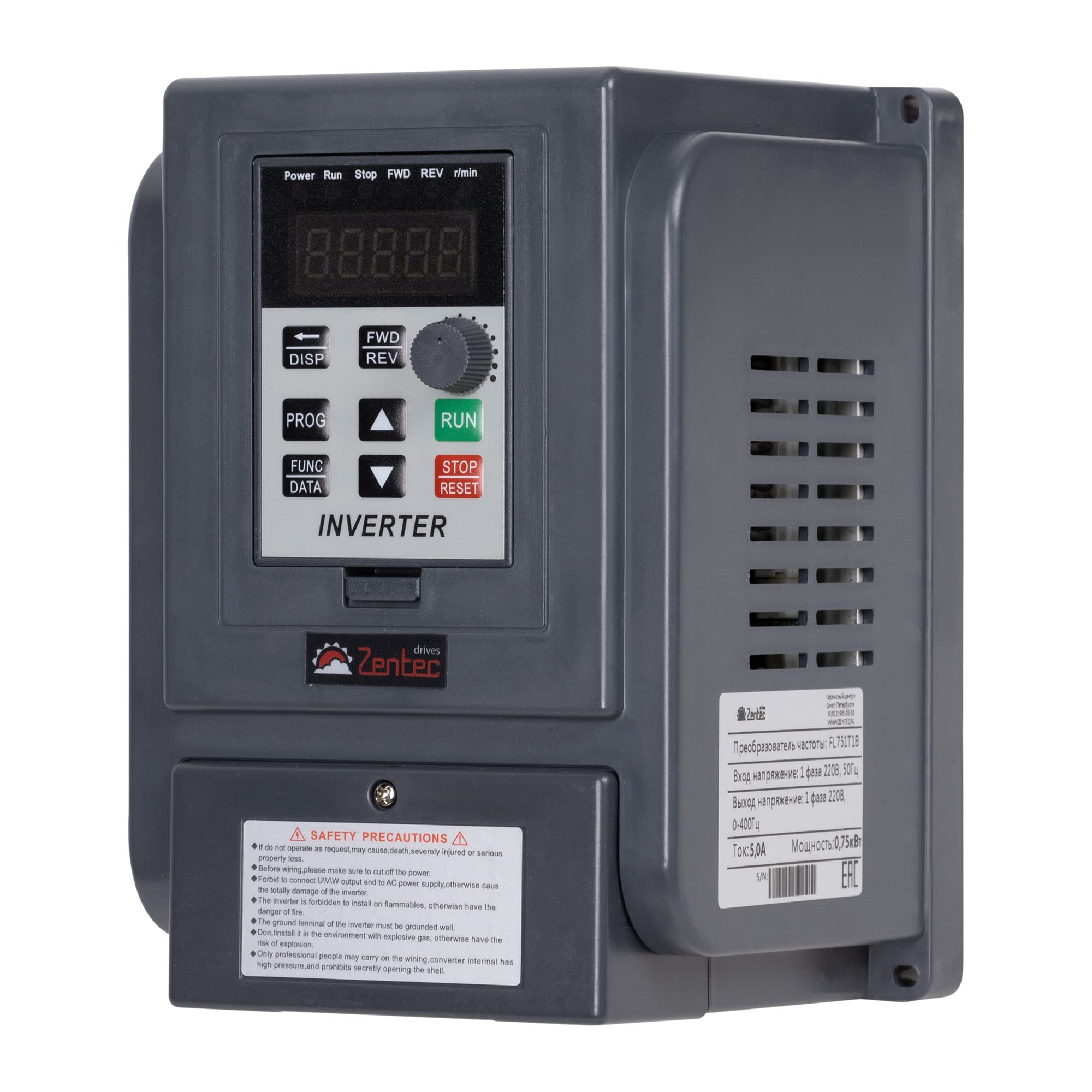 Преобразователь частоты Zentec FL751T1B (0,75кВт 1х220В)