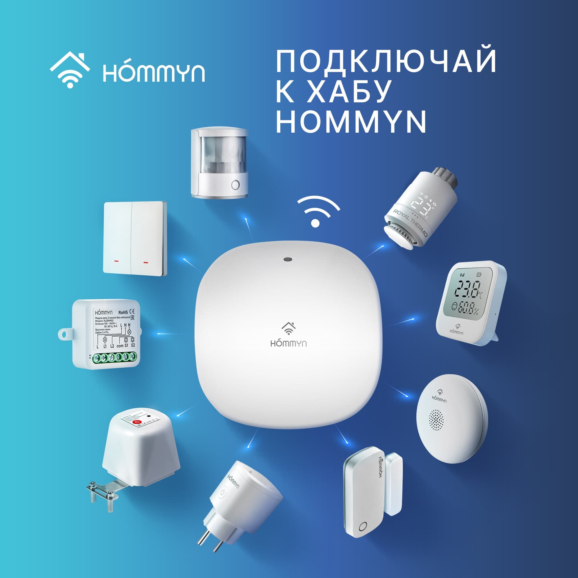 Модуль реле HOMMYN zigbee 2 канала (с нейтралью) RLZBN02