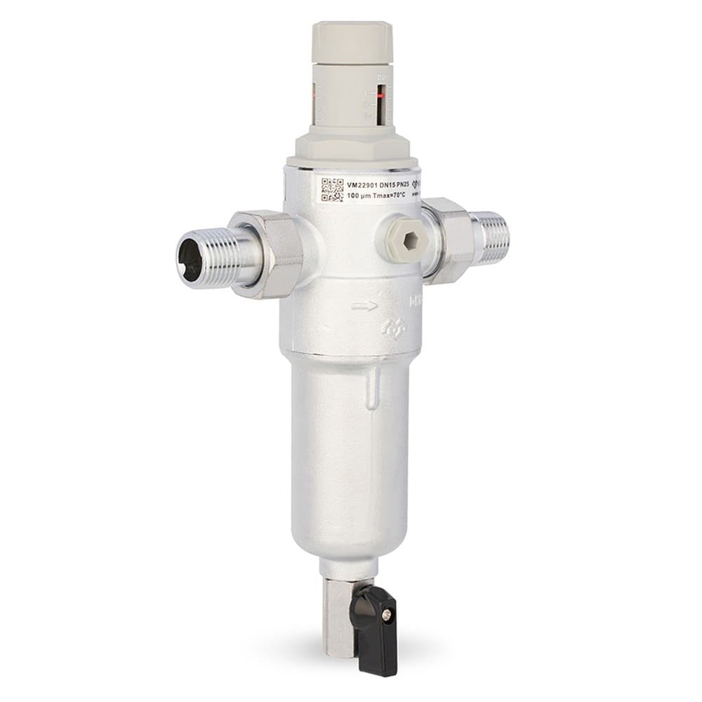 Фильтр сетчатый VARMEGA промывной, комбинированный 1/2", PN25, для ГВС и ХВС, VM22901