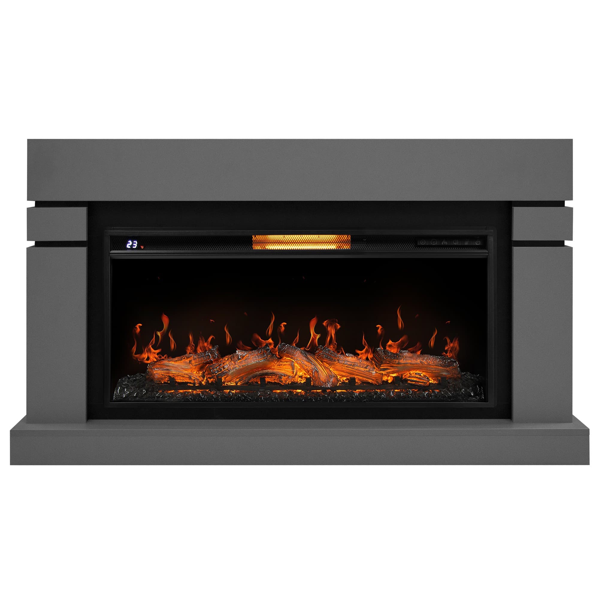 Каминокомплект: Очаг Electrolux EFP/P-3620LS, портал Lindos 42/40/36, светло-серый, р/в