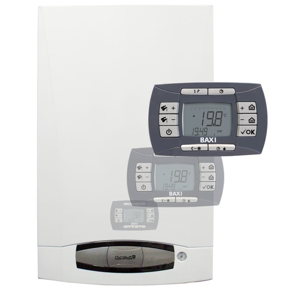 Котел газовый BAXI NUVOLA3 COMFORT 320 Fi настенный, 2 конт., закр.кам.сгор. п/у, встроен.бойлер
