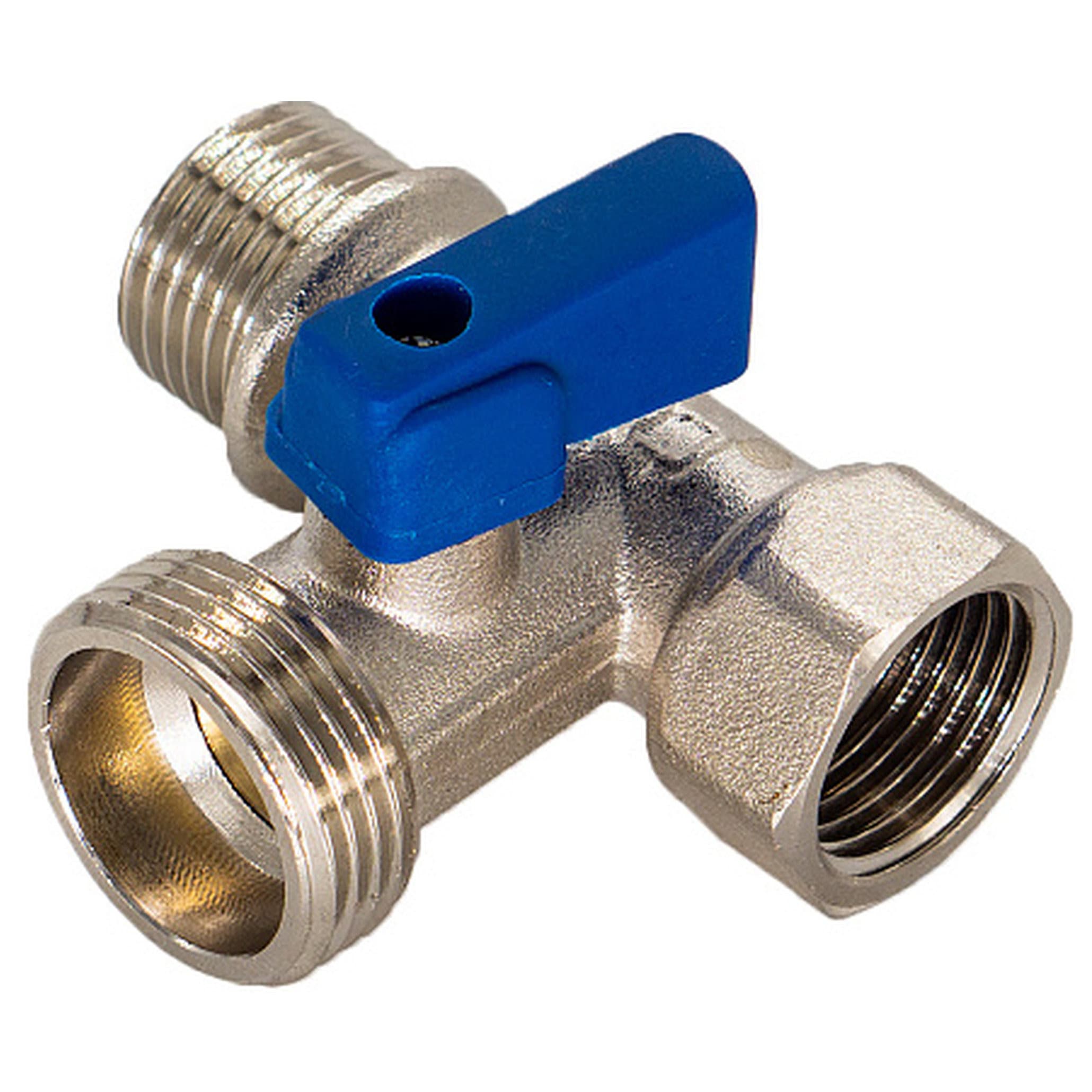 Кран шар. д/быт. прибор. 1/2"х3/4"х1/2" г/ш/ш флажок, никел. CTM CA3N1234