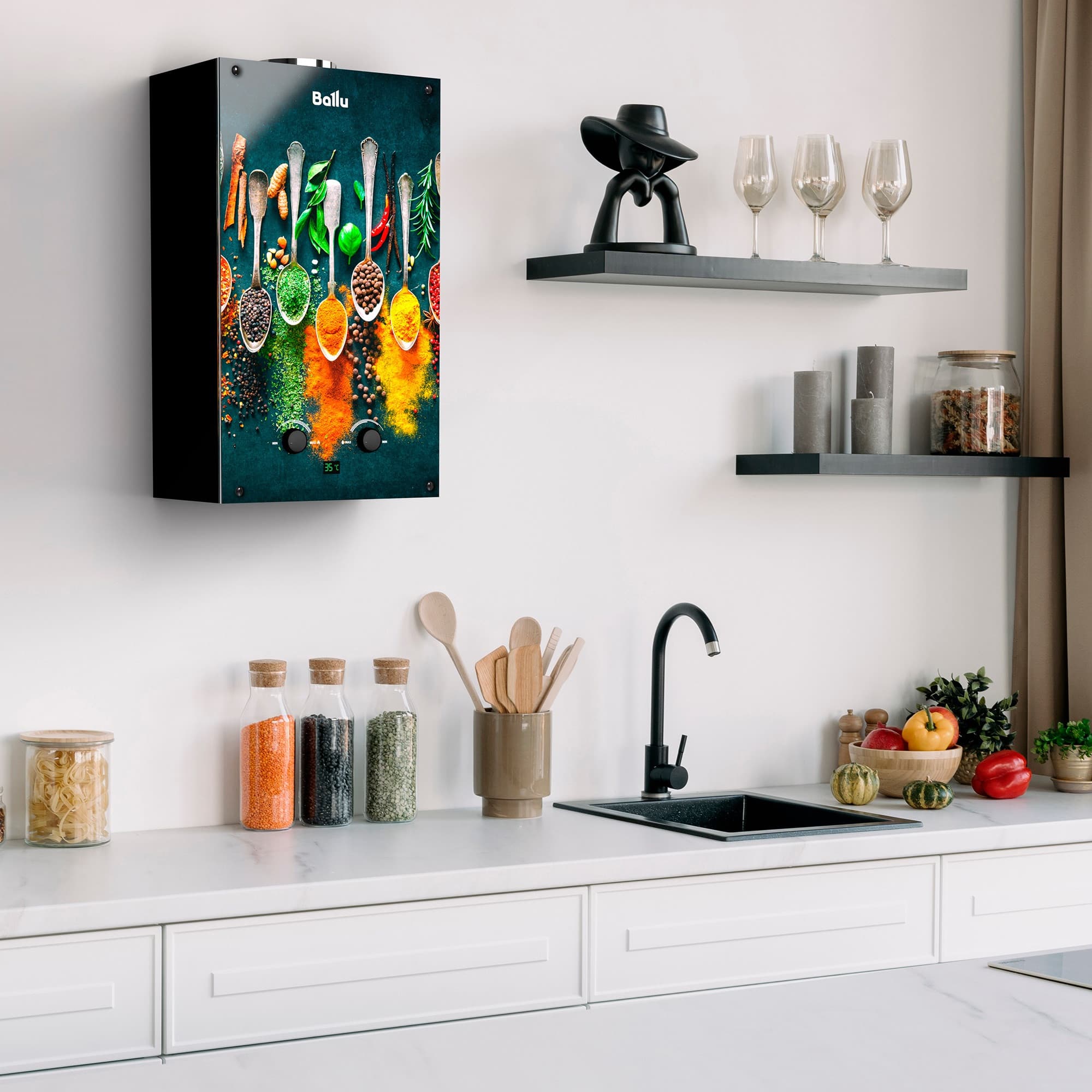 Колонка газовая Ballu GWH 10 Fiery Glass Curry