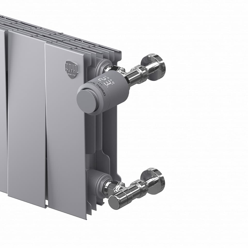 Набор термостатический для радиатора угловой Royal Thermo Design Pro 15 мм М30х1,5 (Хром)