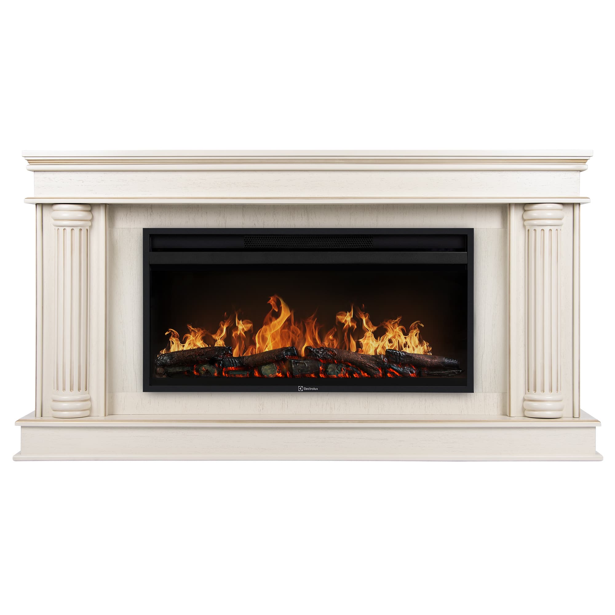 Каминокомплект: Очаг Electrolux EFP/P-3620LS, портал Olympia 42/40/36, сл. кость с зол. патиной