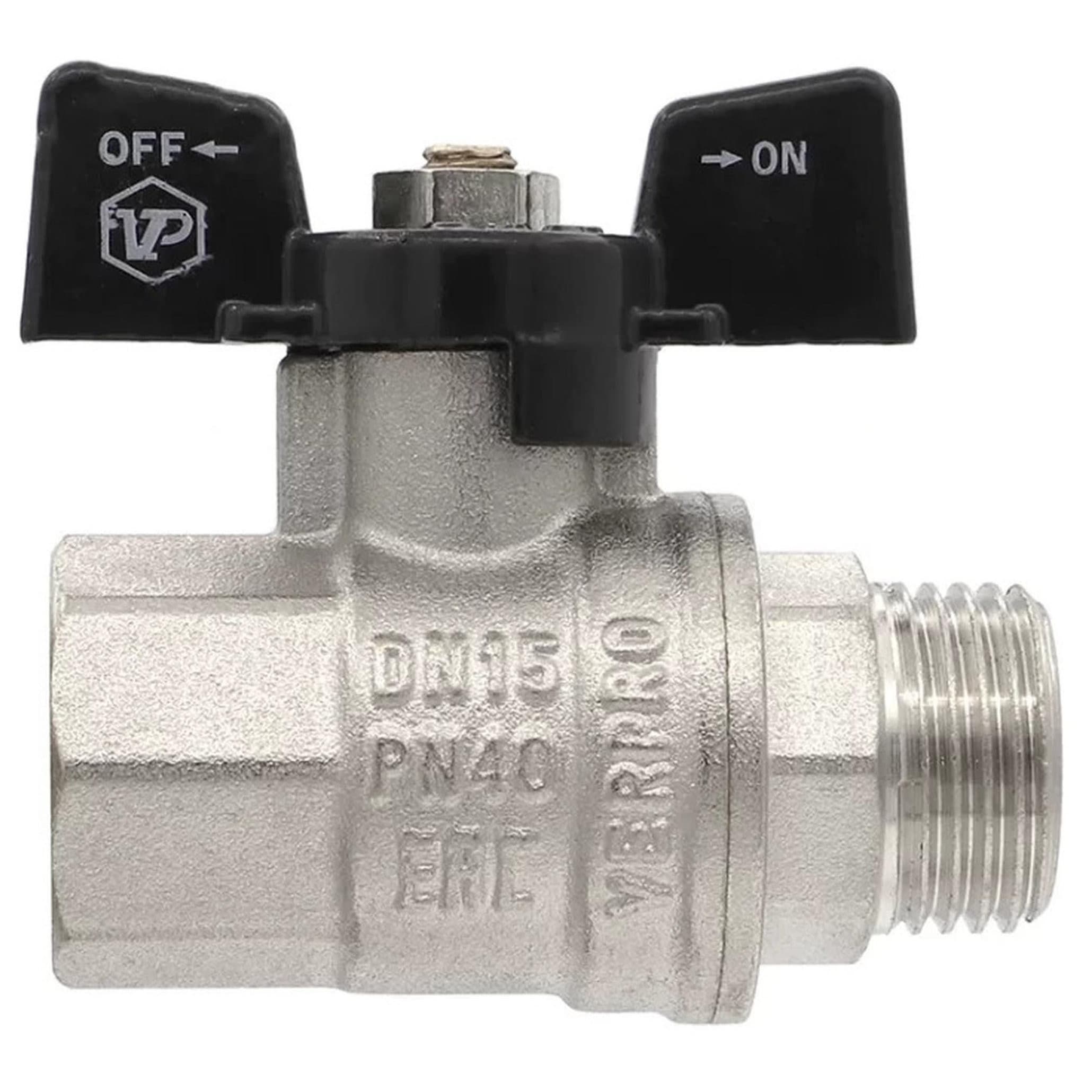 Кран VIEIR шаровый 3/4" ВВ, бабочка, никель, черный (96/12) VP220-02