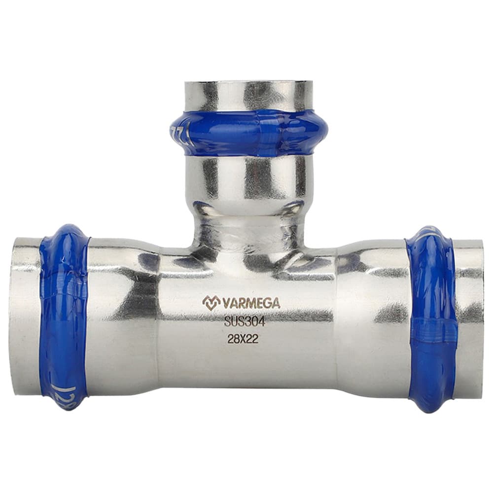 Тройник VARMEGA раструбный Inox Press переходной 28x15x28