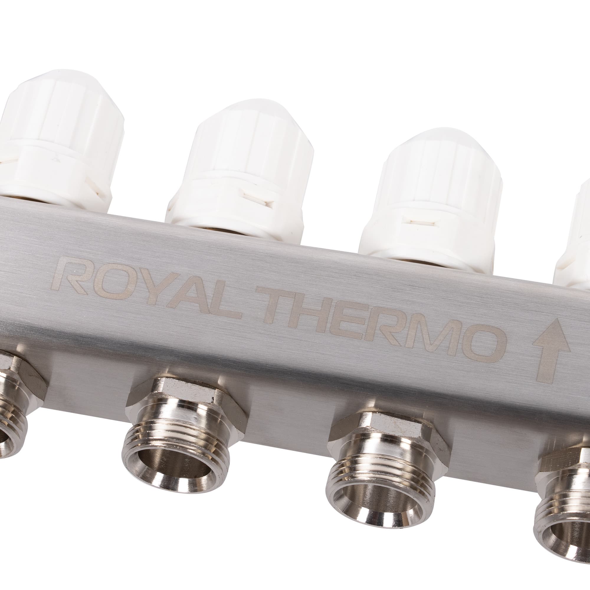 Коллектор Royal Thermo нерж. в сборе с расходомерами 1" ВР-3/4" НР с автомат.воздухоотвод-ми 10 вых.