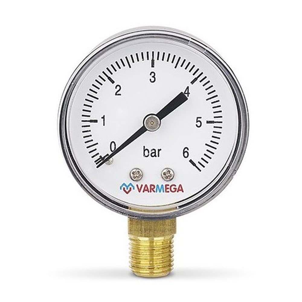 Манометр VARMEGA радиальный 50 мм, 6 бар, 1/4", VMMT10-500602
