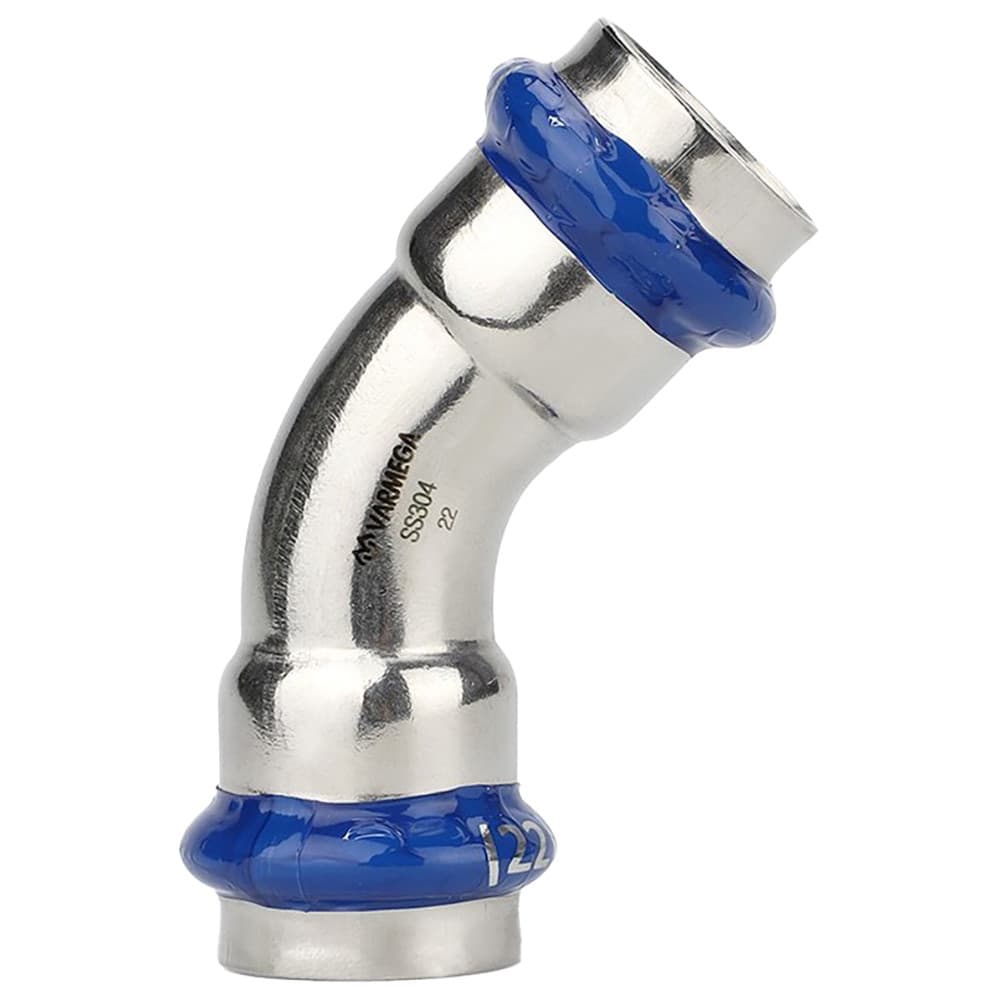 Угольник VARMEGA 45гр. двухраструбный Inox Press 15x15