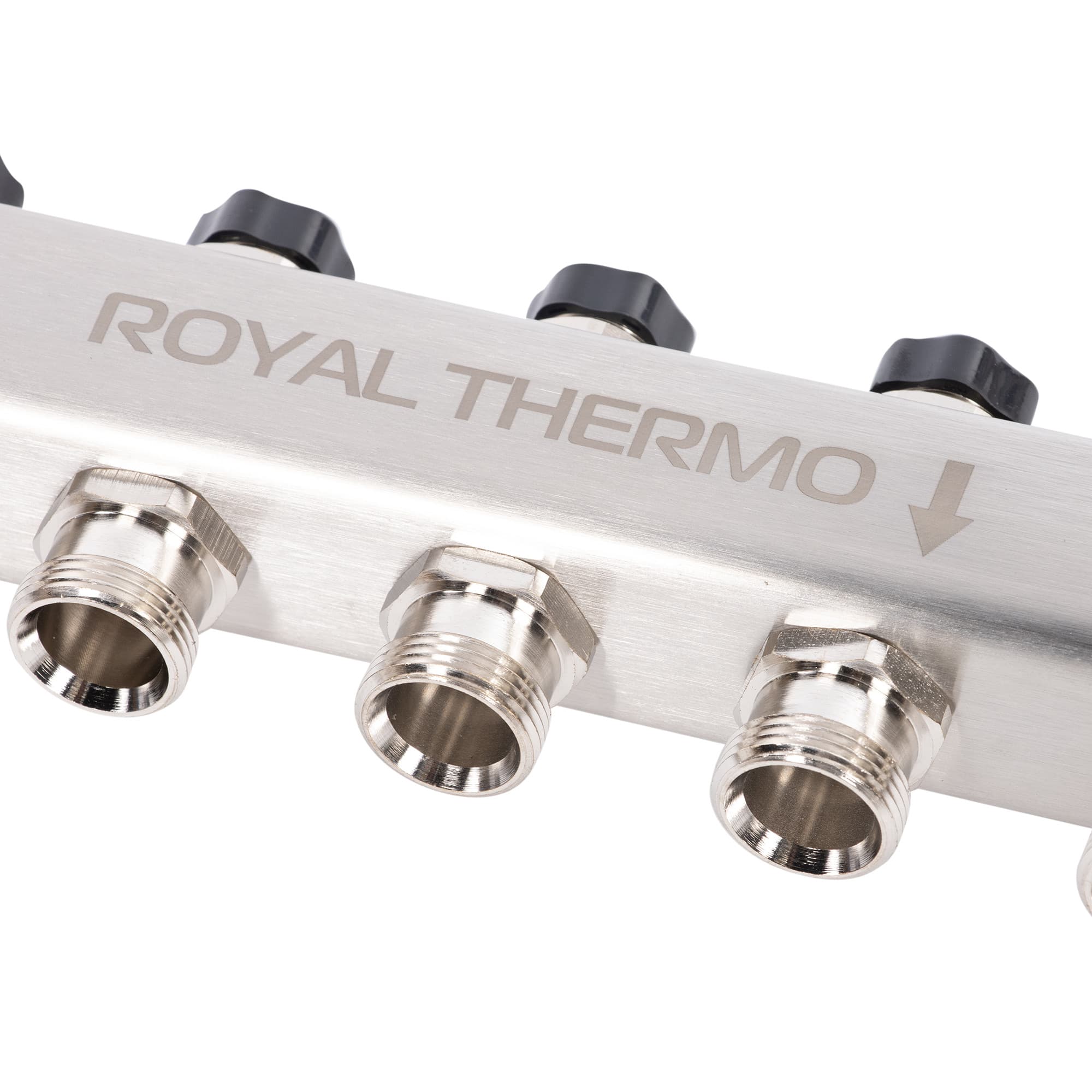 Коллектор Royal Thermo нерж. в сборе универсальный 1" ВР-3/4" НР с автомат. воздухоотвод-ми 8 вых.