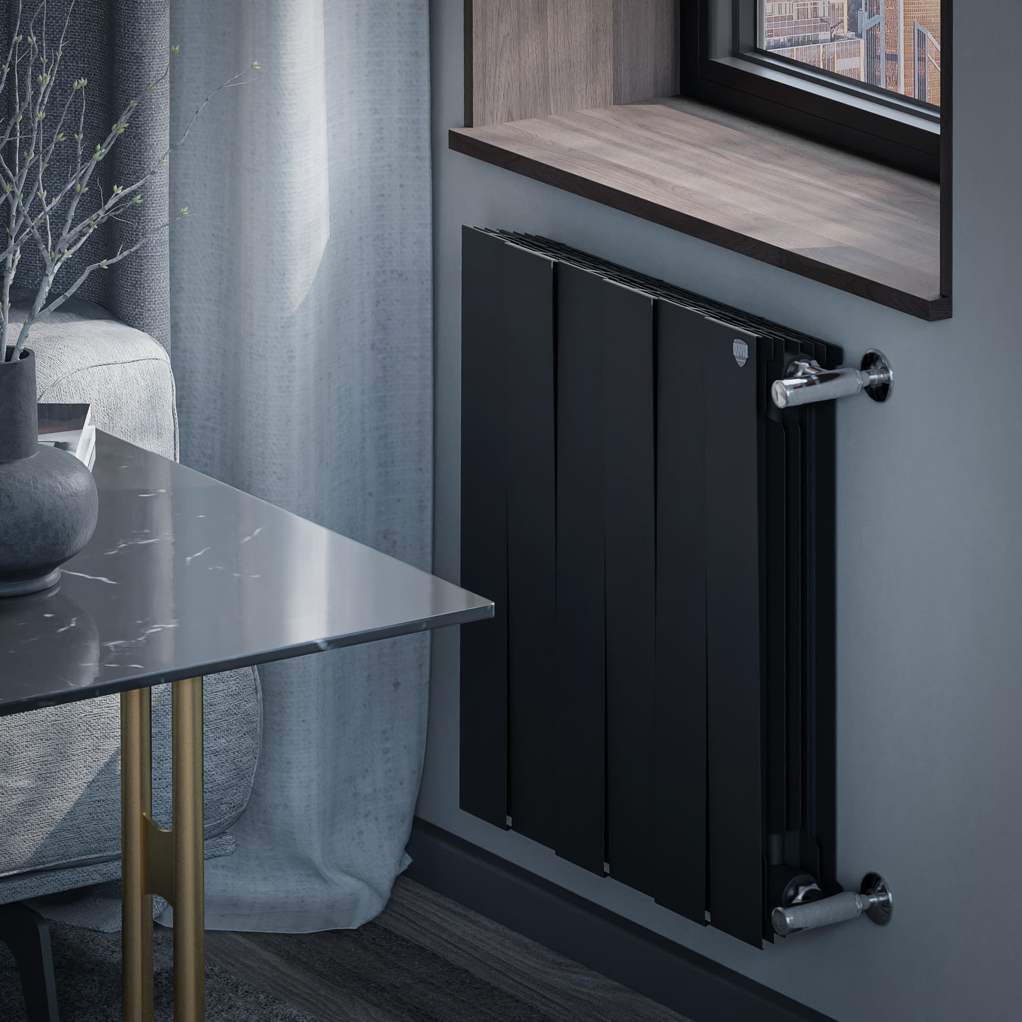 Радиатор биметаллический Royal Thermo PianoForte 500 Чёрный - 6 секц.