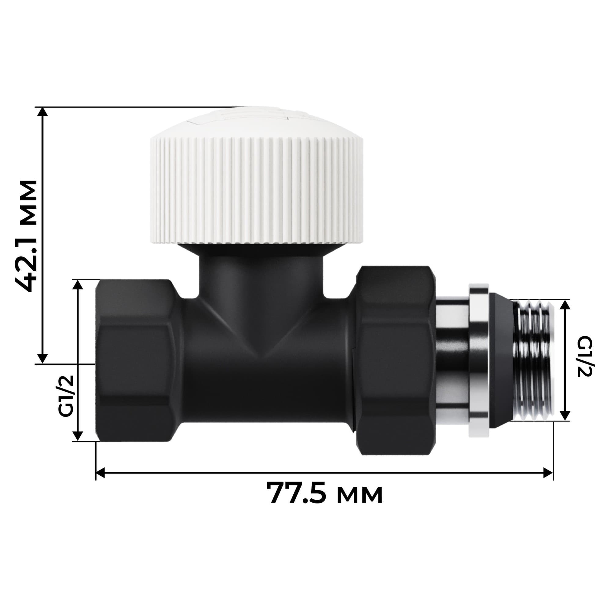 Набор термостатический прямой Royal Thermo Design 1/2"М30х1,5 (Черный)