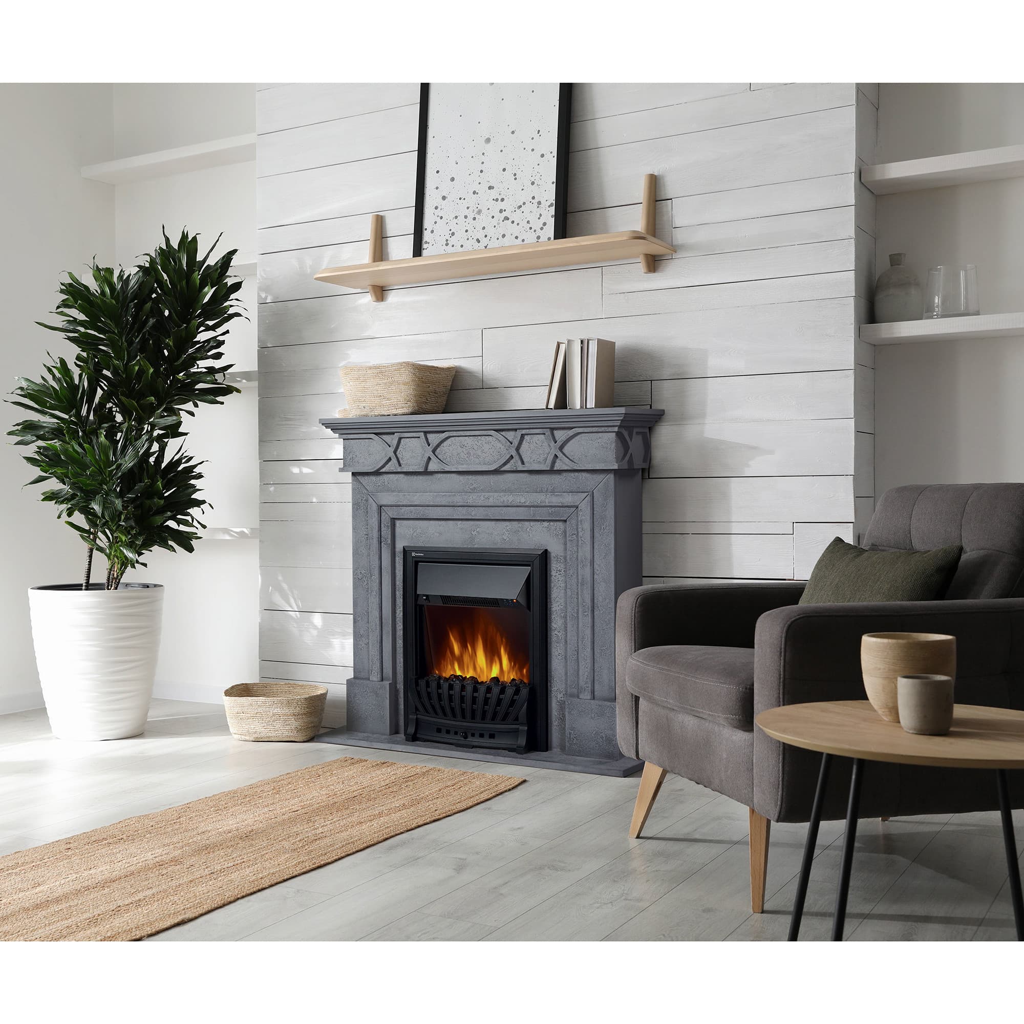 Каминокомплект Firelight: Очаг Classic EFP/P-1020LS, портал Antico Classic серый