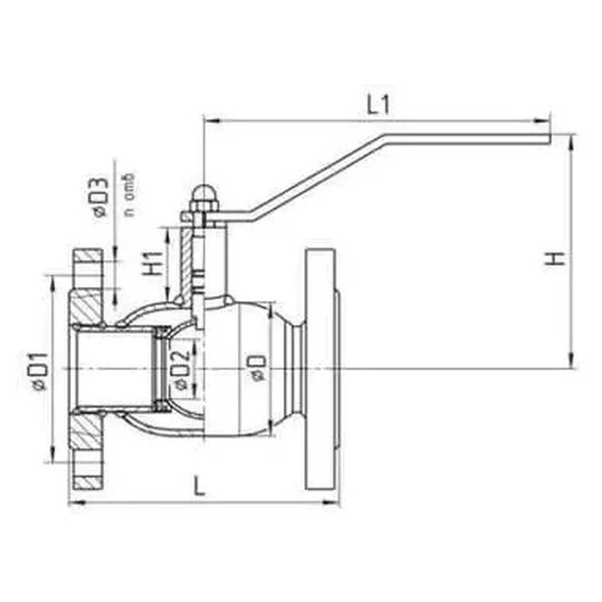 Кран шаровый TEMPER DN50 PN40 с/проходной фланцевый под задвижку, 28620050