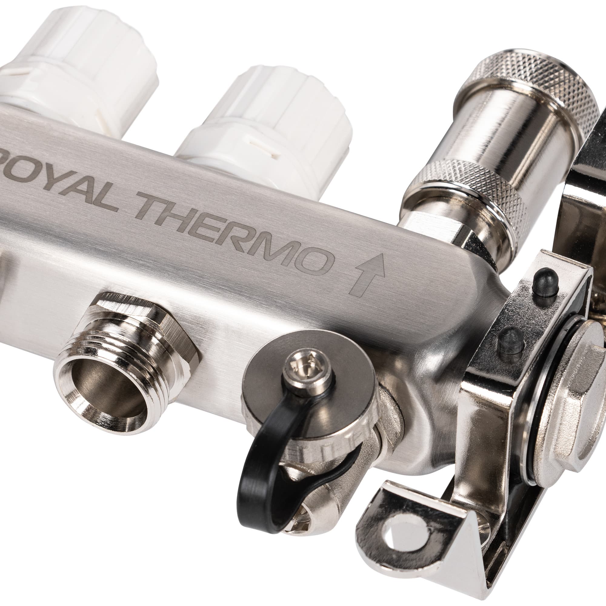 Коллектор Royal Thermo нерж. в сборе с расходомерами 1" ВР-3/4" НР с автомат. воздухоотвод-ми 3 вых.