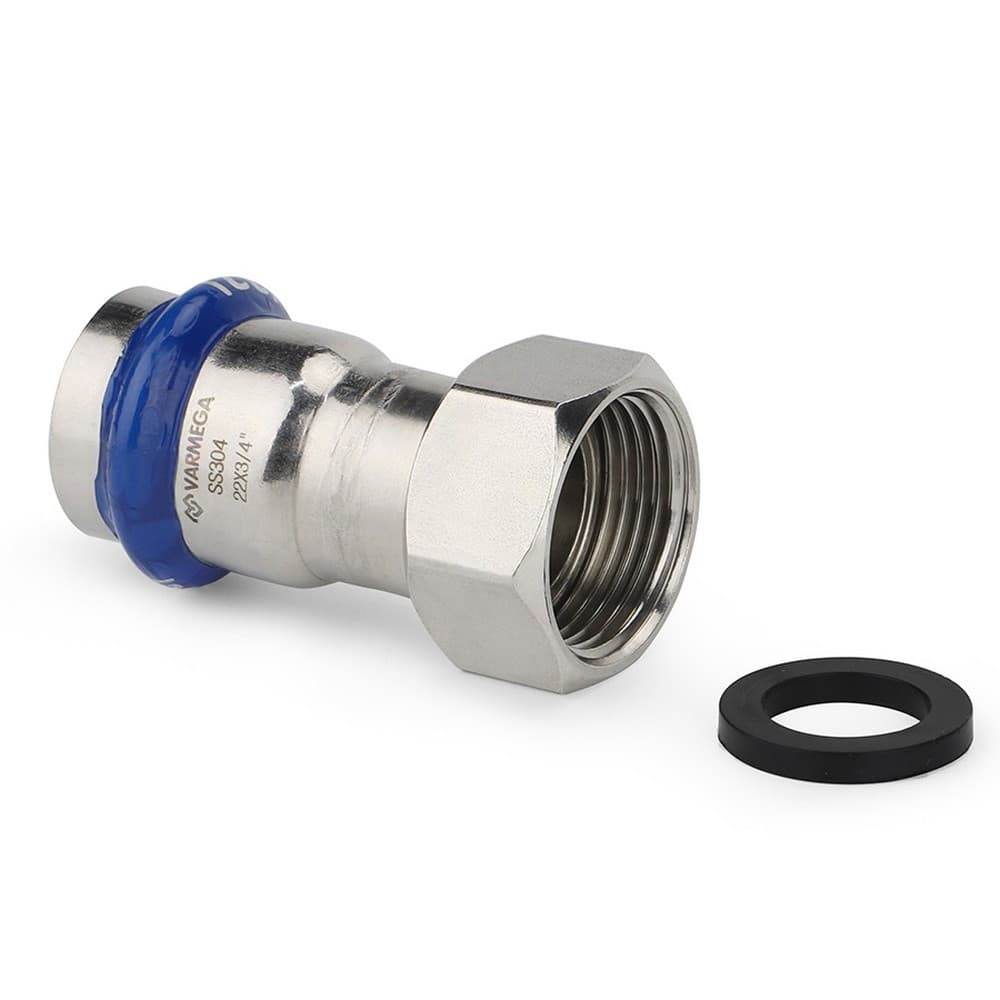 Муфта VARMEGA раструбная Inox Press с накидной гайкой 22x1/2"