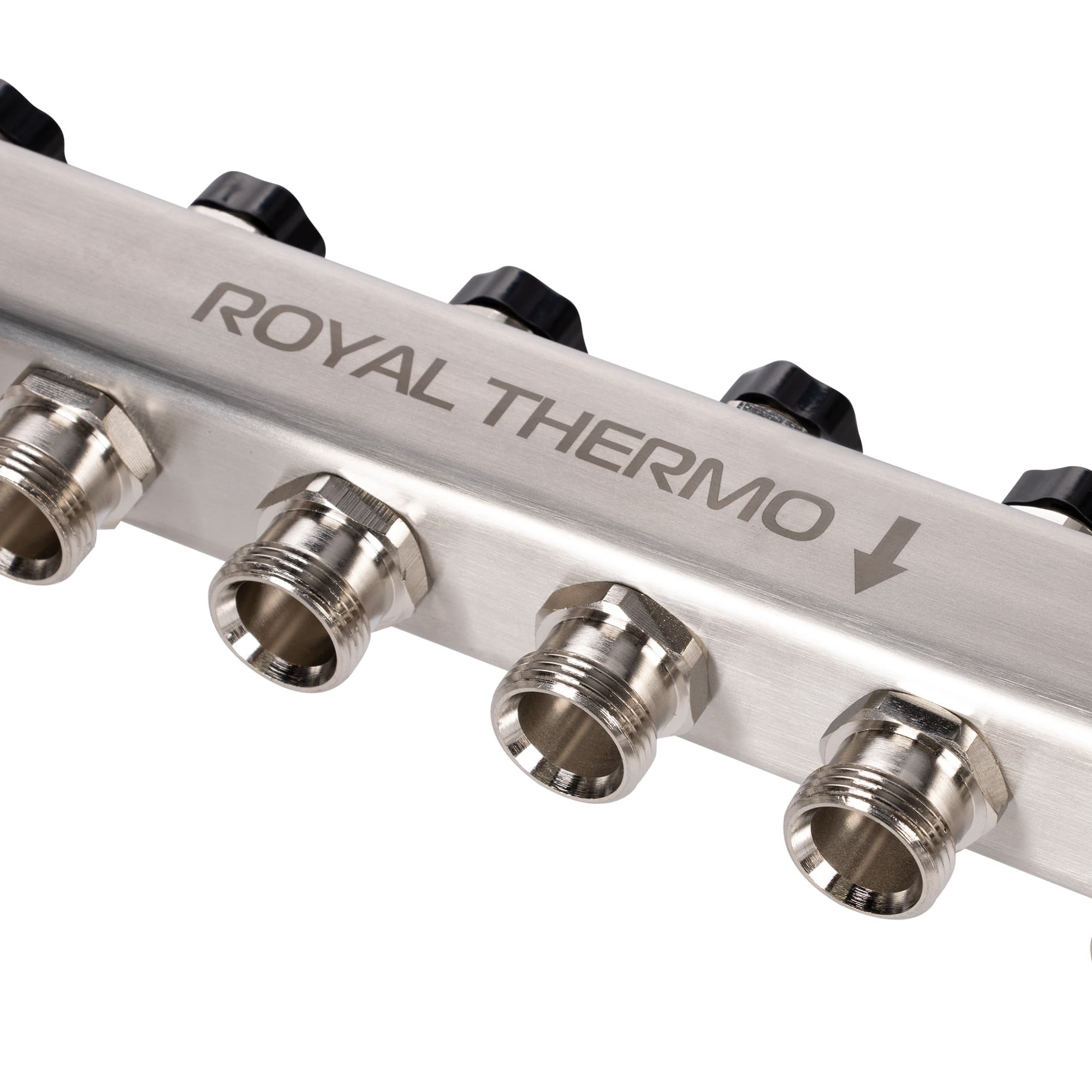 Коллектор Royal Thermo нерж. в сборе универсальный 1" ВР-3/4" НР с автомат. воздухоотвод-ми 12 вых.