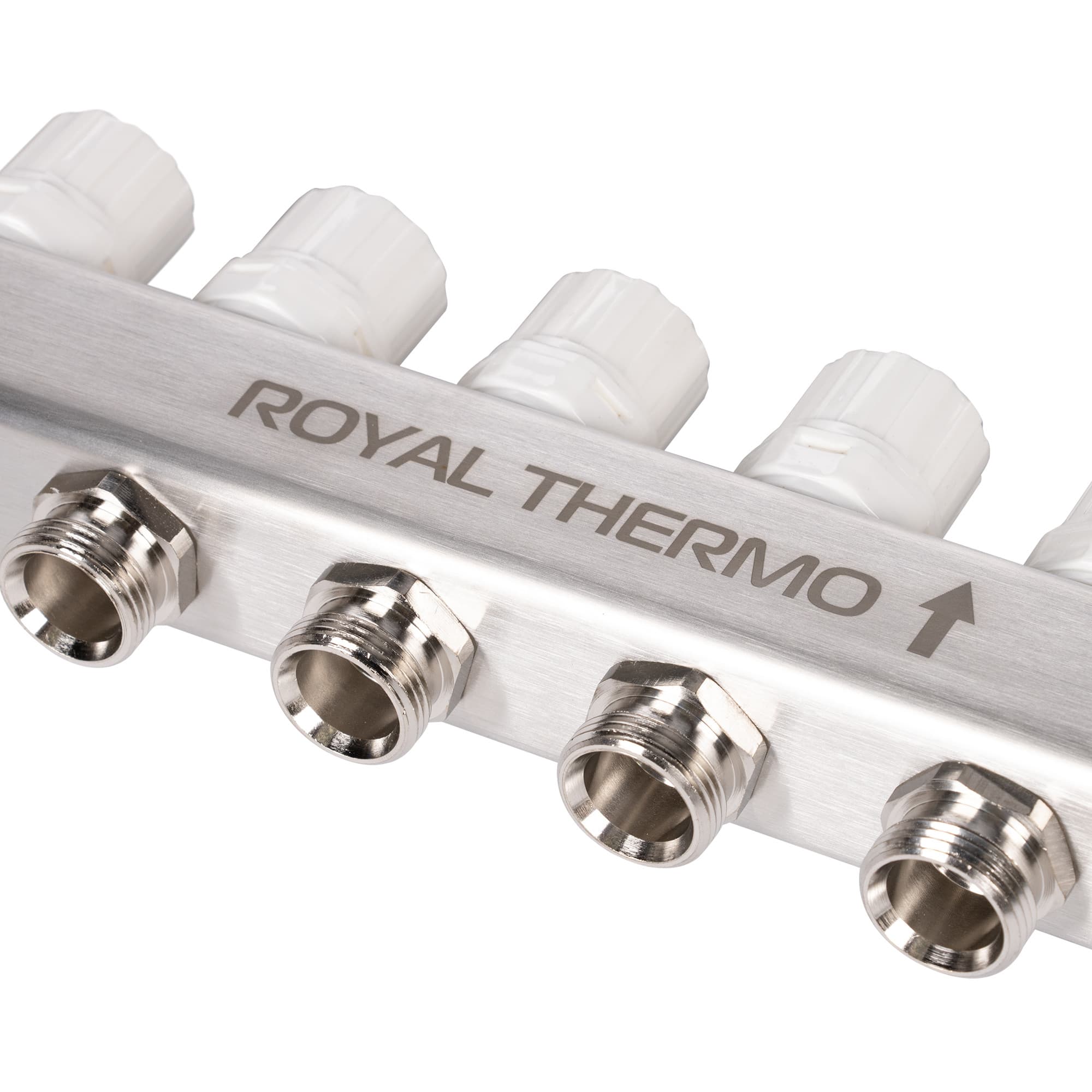 Коллектор Royal Thermo нерж. в сборе универсальный 1" ВР-3/4" НР с автомат. воздухоотвод-ми 12 вых.
