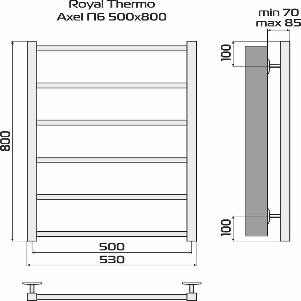Полотенцесушитель Royal Thermo Axel П6 500х800 стальной